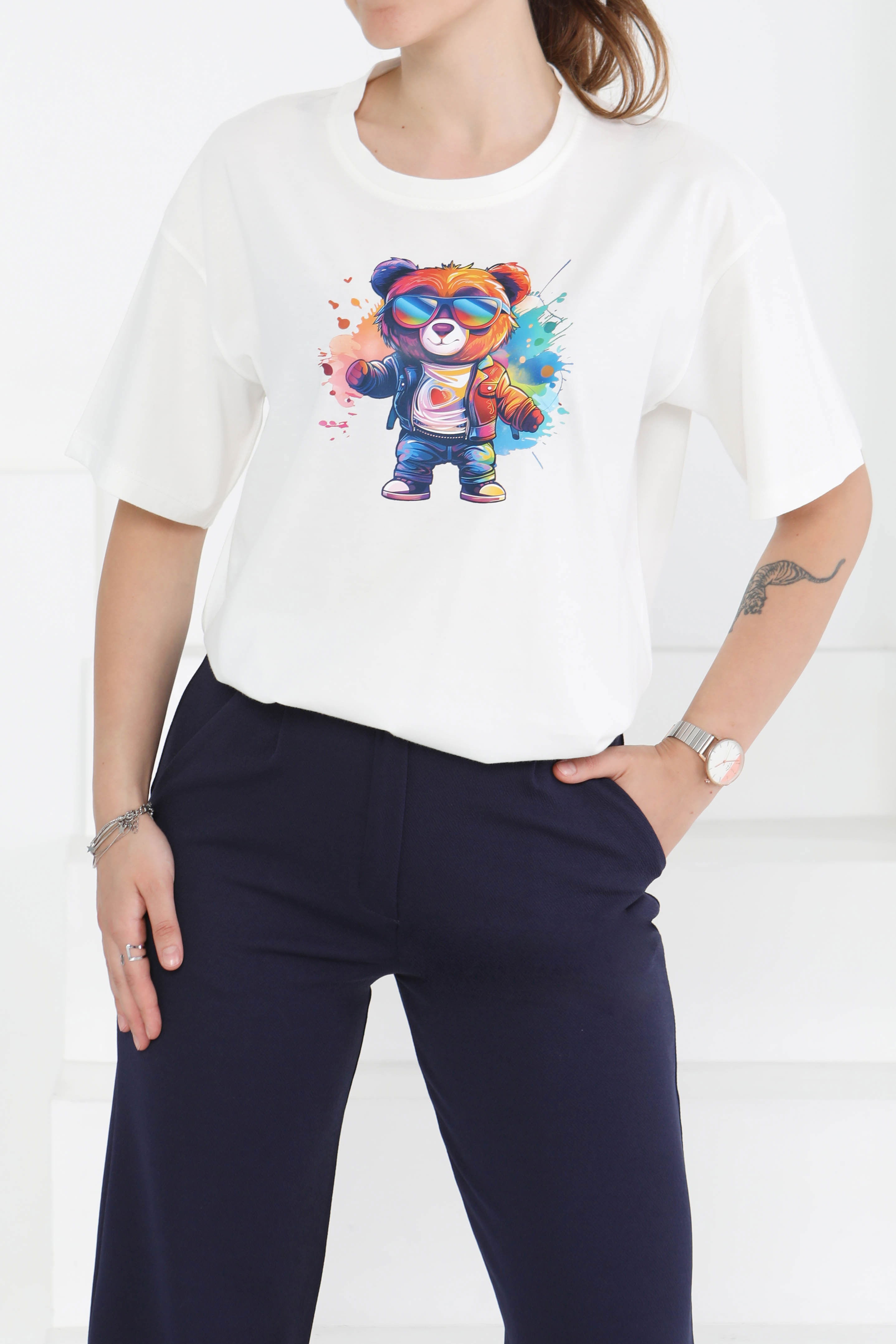 Baskılı Kısa Kollu T-Şhirt - 27349