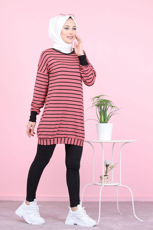 Düz Bisiklet Yaka Kadın Pembe 5258 SALAŞ TUNIK - 5258 PEMBE