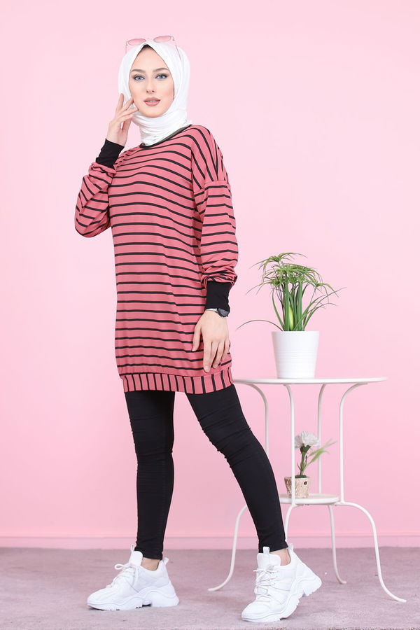 Düz Bisiklet Yaka Kadın Pembe 5258 SALAŞ TUNIK - 5258 PEMBE