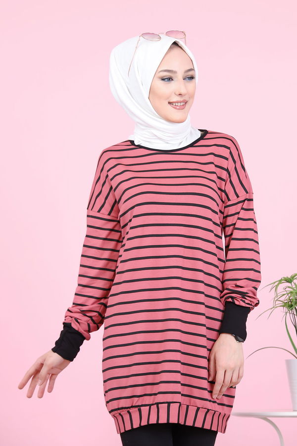 Düz Bisiklet Yaka Kadın Pembe 5258 SALAŞ TUNIK - 5258 PEMBE