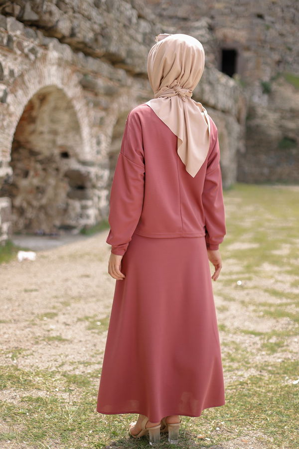 Düz Bisiklet Yaka Kadın Pembe 3120 TUNIK ETEK - 3120