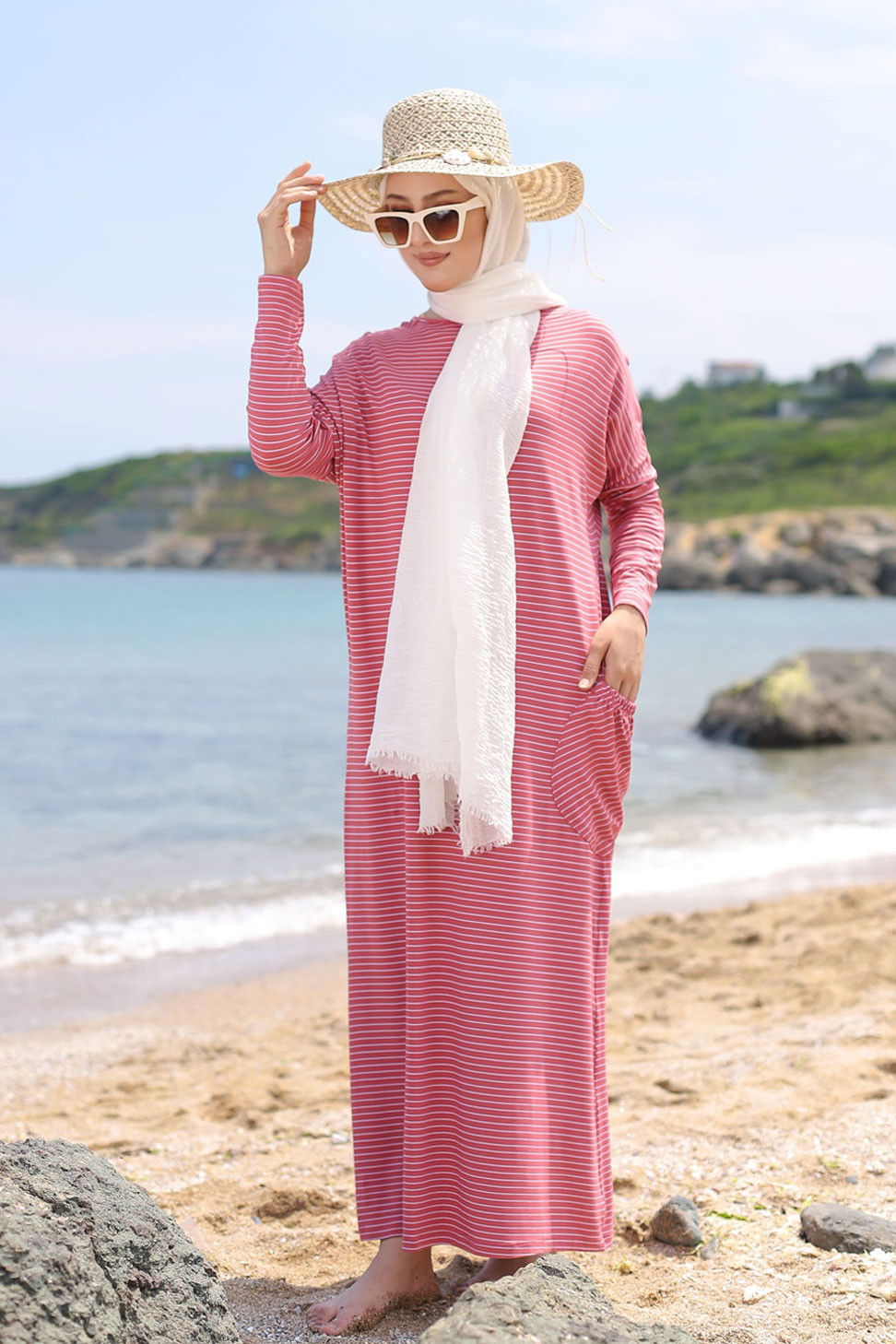 Düz Bisiklet Yaka Kadın Pembe 5268 ELBISE - 5268