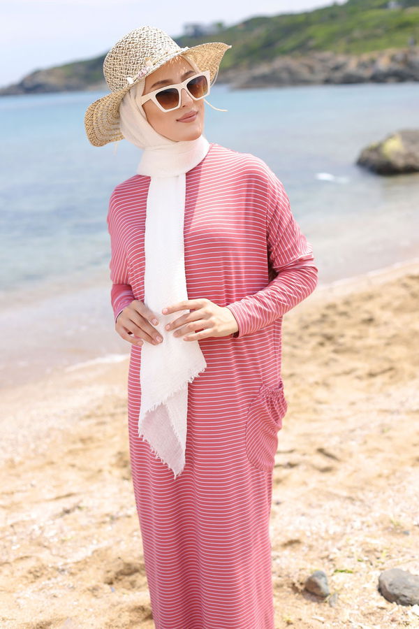 Düz Bisiklet Yaka Kadın Pembe 5268 ELBISE - 5268