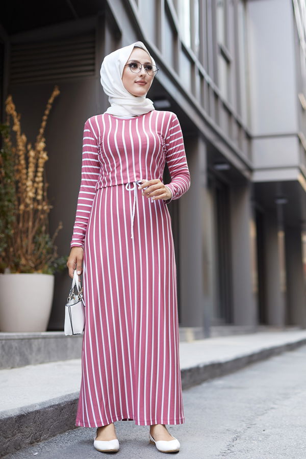 Düz Bisiklet Yaka Kadın Pembe 5273 ELBISE - 5273
