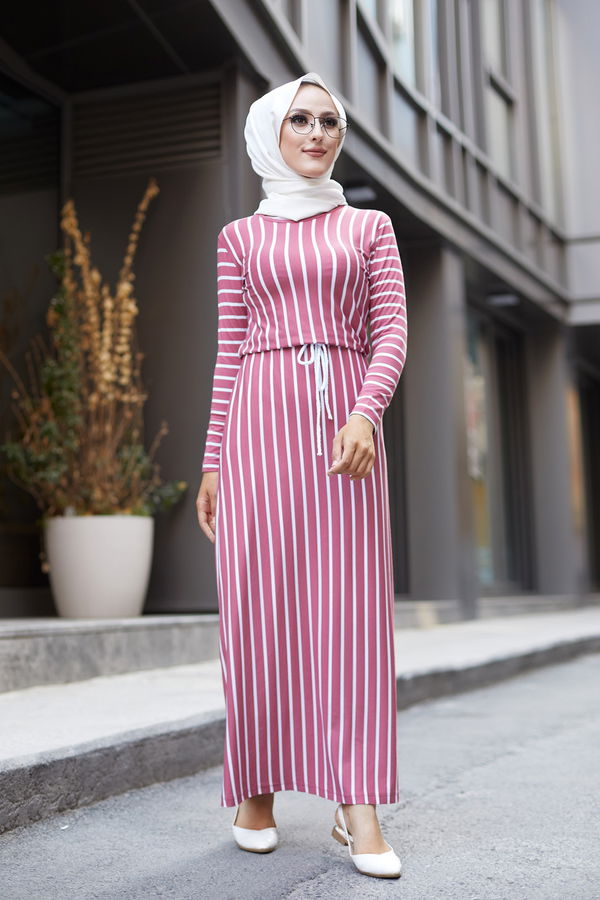 Düz Bisiklet Yaka Kadın Pembe 5273 ELBISE - 5273