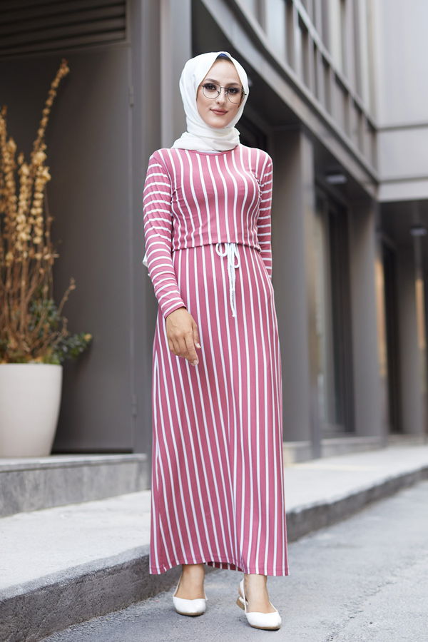 Düz Bisiklet Yaka Kadın Pembe 5273 ELBISE - 5273