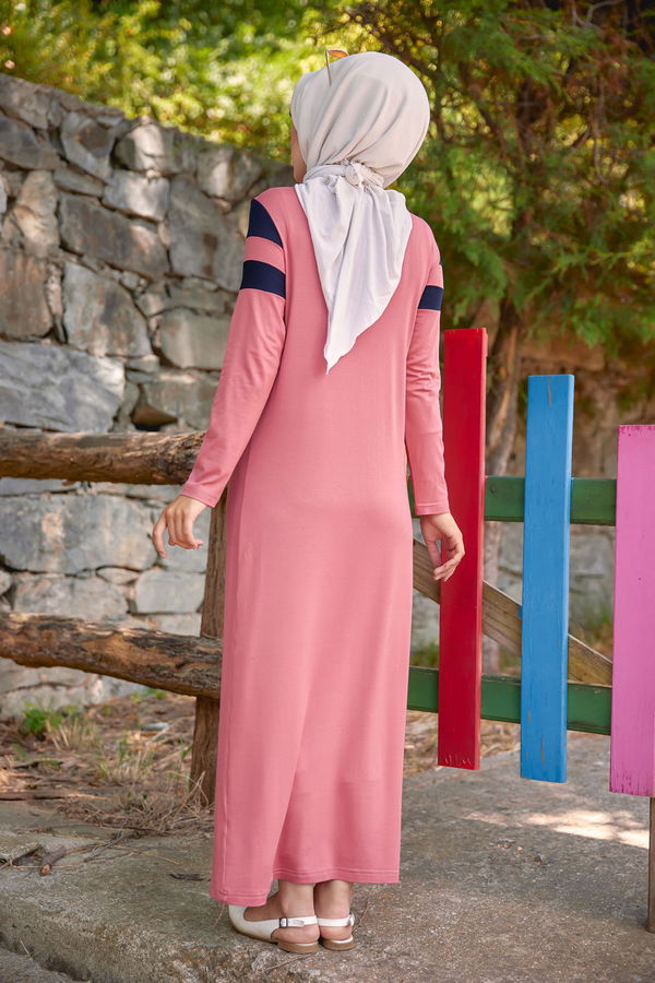 Düz Bisiklet Yaka Kadın Pembe 5264 ELBISE - 5264 PEMBE