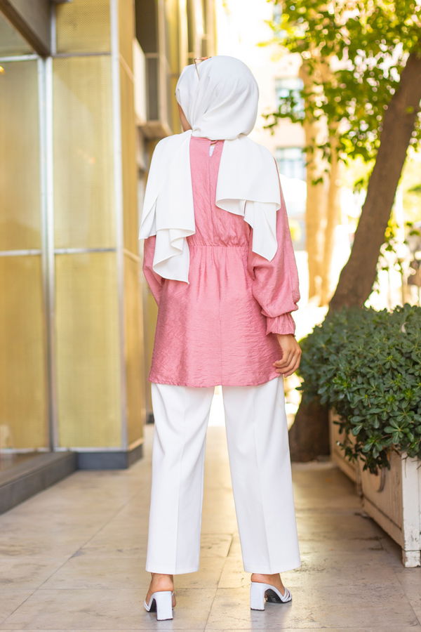 Düz Bisiklet Yaka Kadın Pembe 3265 TUNIK - 3265 PEMBE