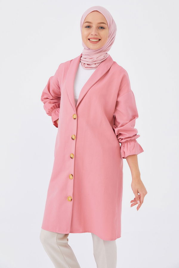Düz Gömlek Yaka Kadın Pembe CEKET - 3018