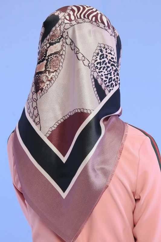 Düz Orta Kadın Pembe Şal Siyah  - 6803