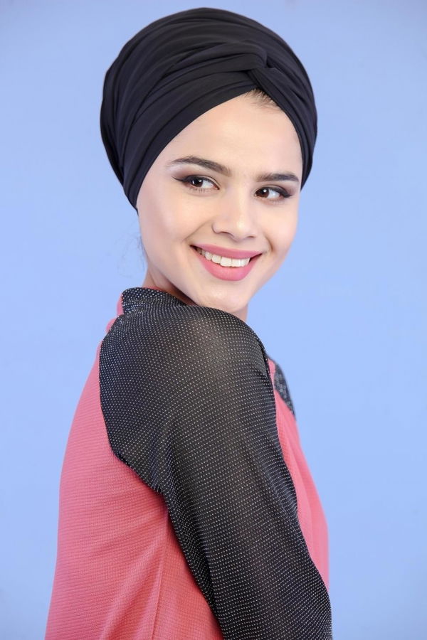 Düz Orta Kadın Pembe Simli Tunik Siyah 02 6886 - 6886