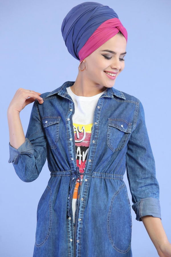 Düz Orta Kadın Mavi Kot Tunik Kot Rengi - 02 7007 - 7007 MAVİ