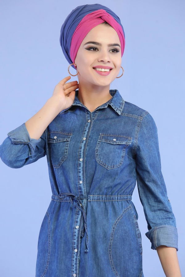 Düz Orta Kadın Mavi Kot Tunik Kot Rengi - 02 7007 - 7007 MAVİ
