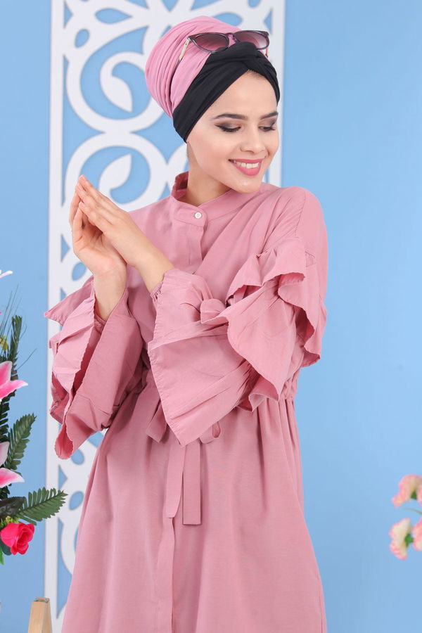 Düz Orta Kadın Pembe Volonali Tunik Murdum  - 7194