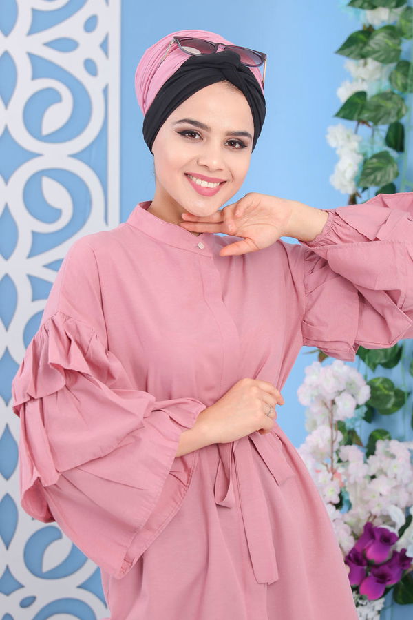 Düz Orta Kadın Pembe Volonali Tunik Murdum  - 7194