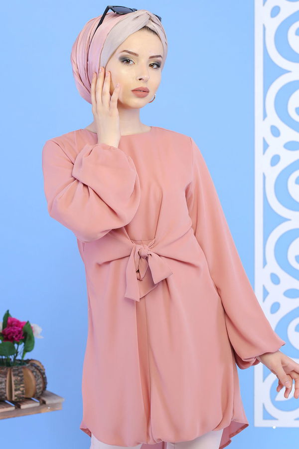 Düz Orta Kadın Pudra Tunik Pantolon Pudra Pudra - 02 1127 - 1127 PUDRA
