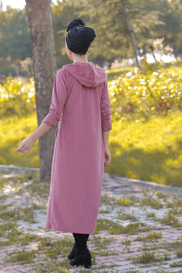 Düz Orta Kadın Pembe Kadife Kap Siyah  - 1317