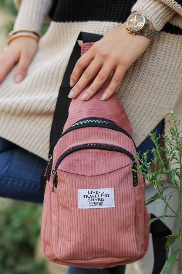 Kadın Pembe Çapraz Çanta Siyah  - 8171