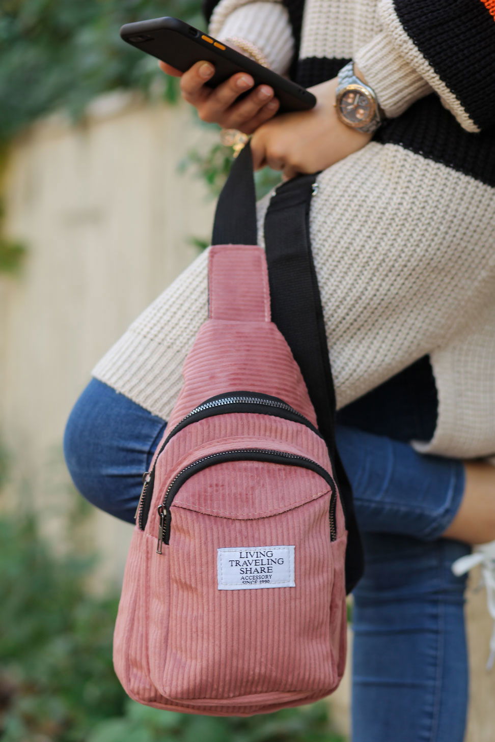 Kadın Pembe Çapraz Çanta Siyah  - 8171