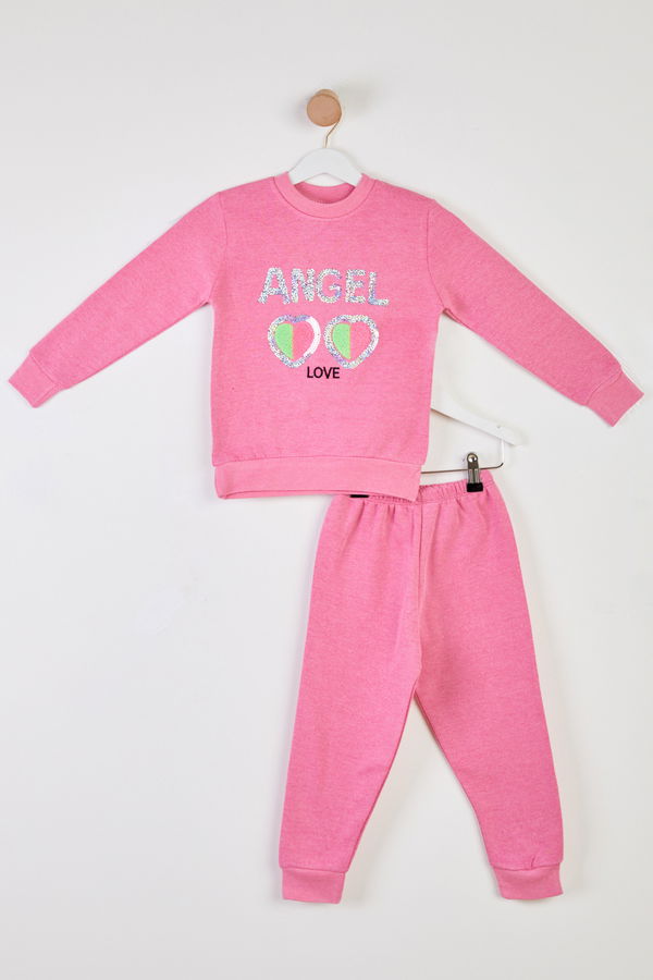 Kız Çocuk Pembe Eşofman Takımı - 26351 PEMBE