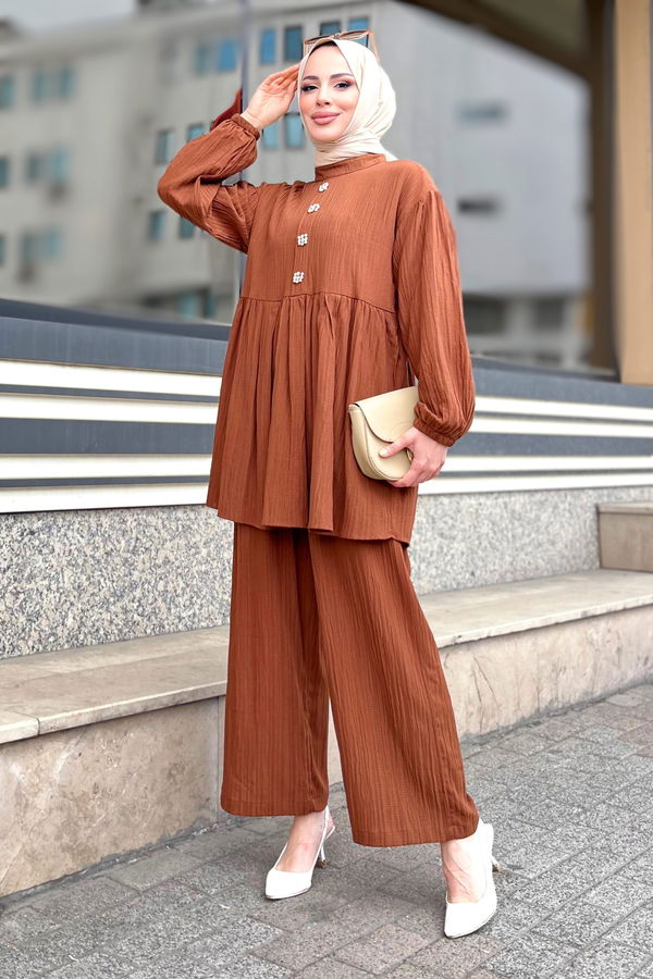 Tunik+Pantolon Kahverengi - 11629