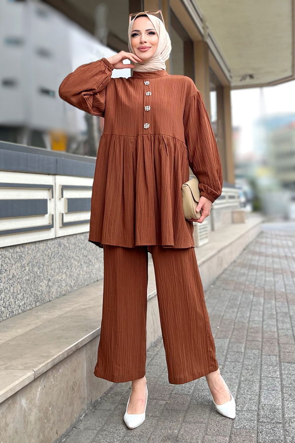 Tunik+Pantolon Kahverengi - 11629