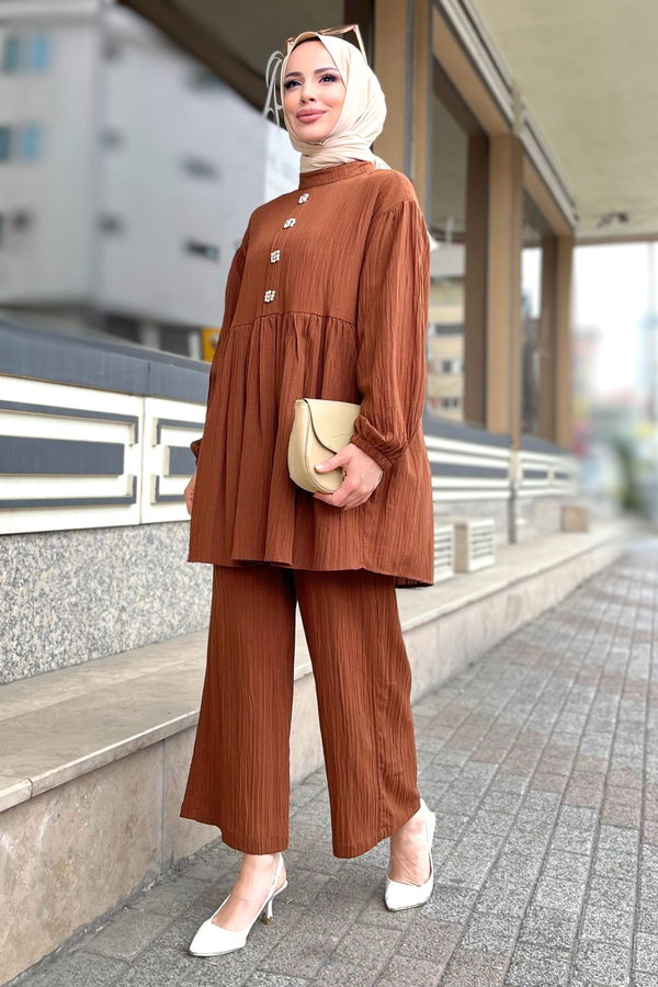 Tunik+Pantolon Kahverengi - 11629