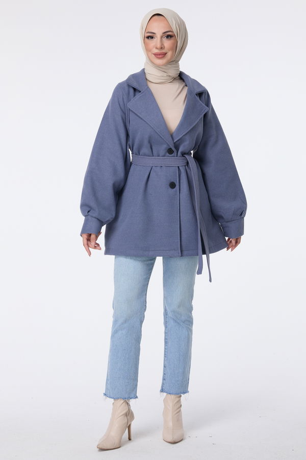 Kaşe Kaban Mavi - 23453