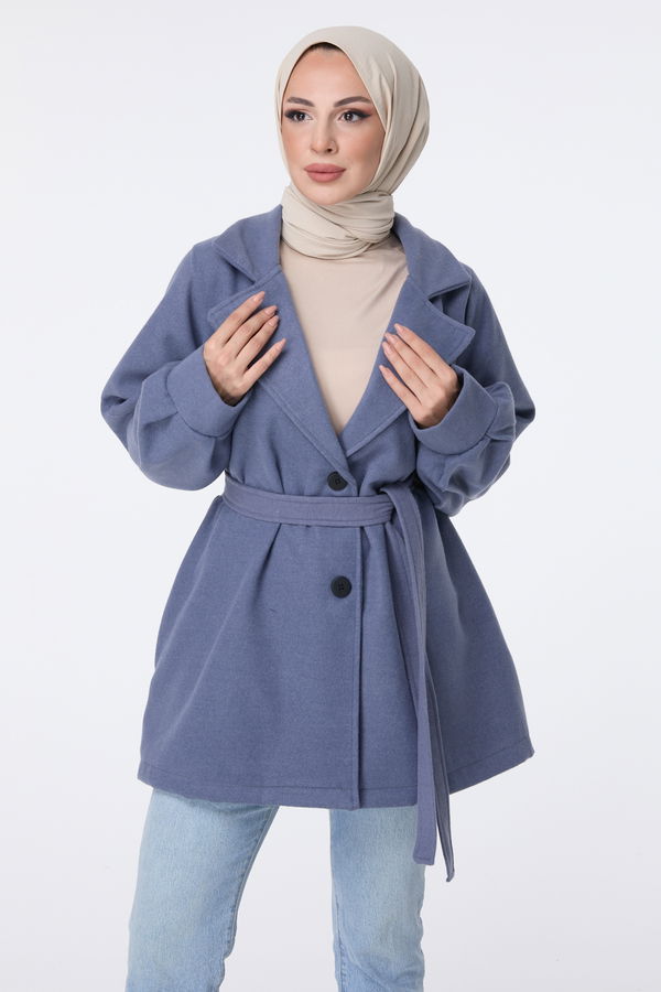 Kaşe Kaban Mavi - 23453