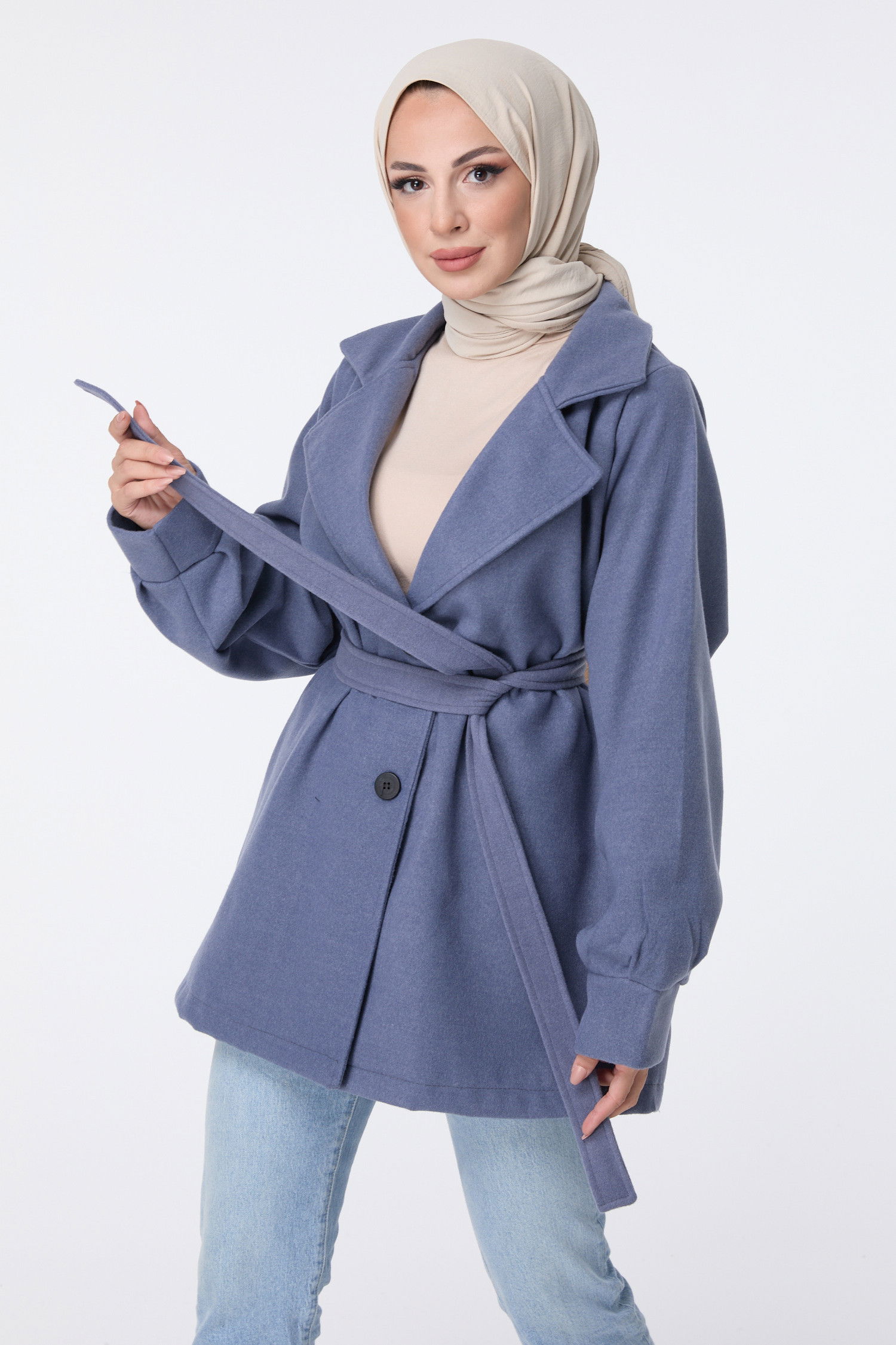 Kaşe Kaban Mavi - 23453