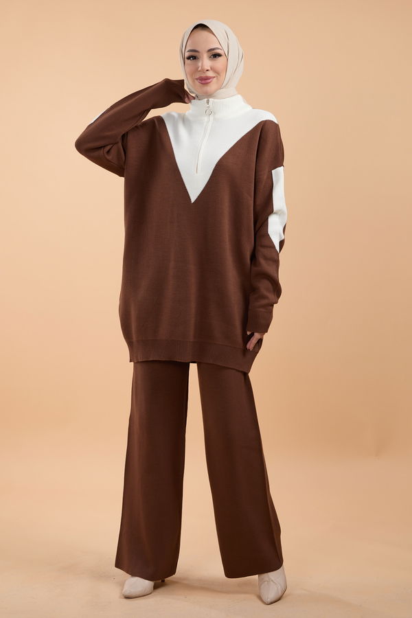 Triko Tunik Pantolon Kahverengi - 23792 KAHVERENGİ