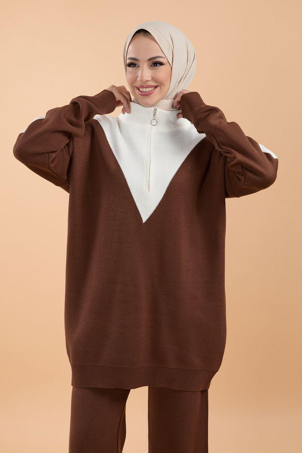 Triko Tunik Pantolon Kahverengi - 23792 KAHVERENGİ