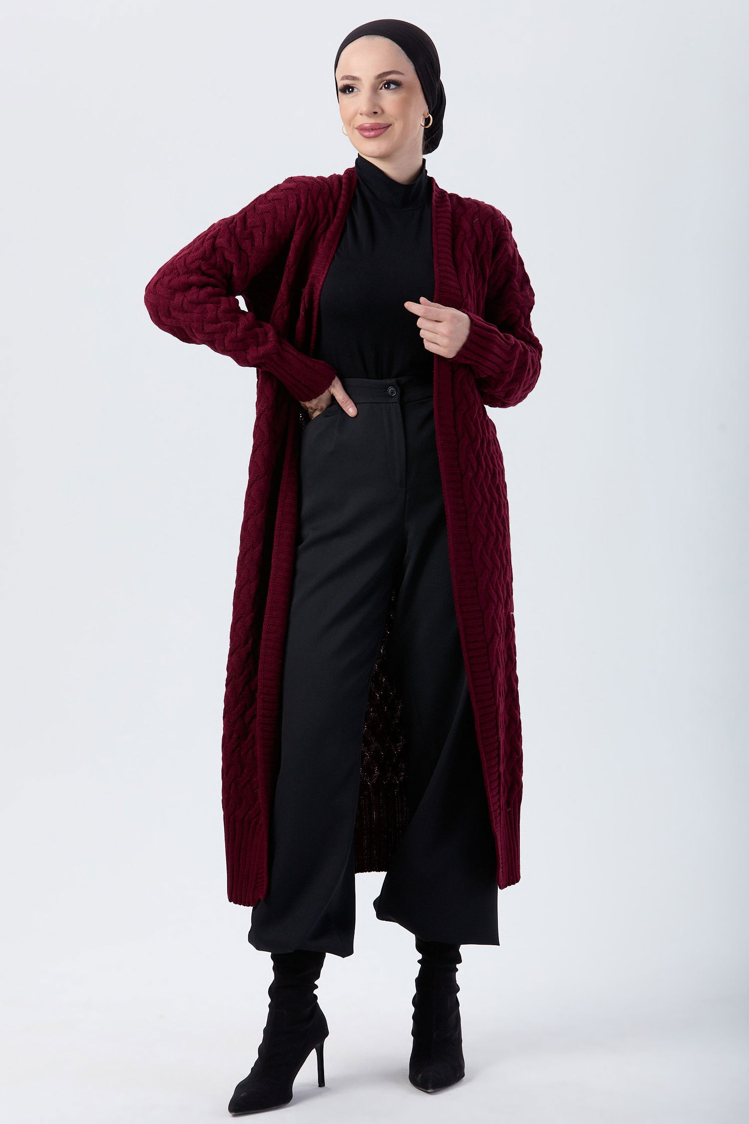 Triko Hırka Bordo - 23921 BORDO