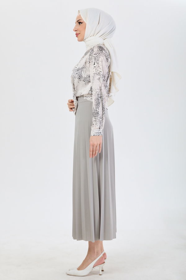Piliseli Etek Gri - 23036 GRİ