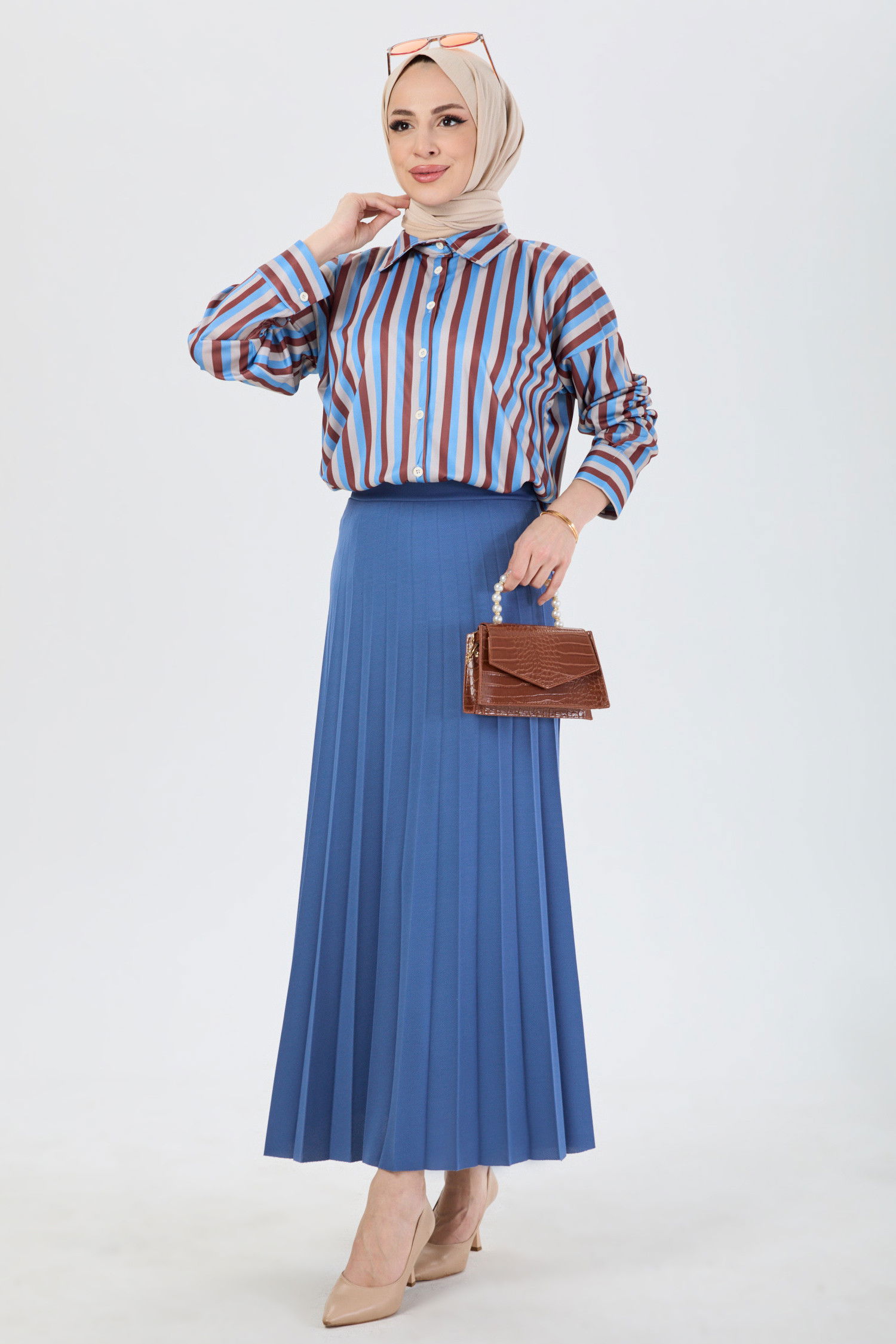 Piliseli Etek Mavi - 23036 MAVİ