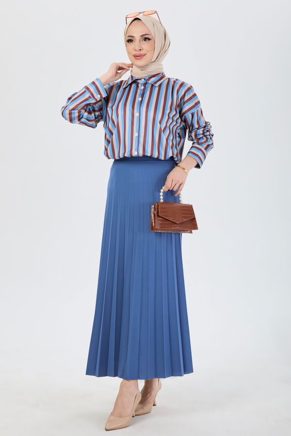 Piliseli Etek Mavi - 23036 MAVİ
