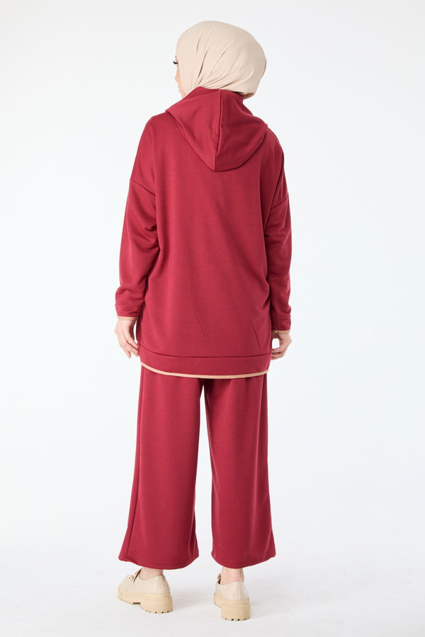 Battal Beden Tunik Pantolon Bordo - 13098 BORDO