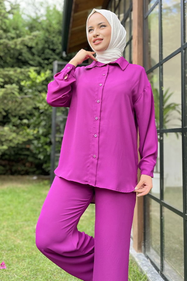 Tunik+Pantolon Mor - 11339