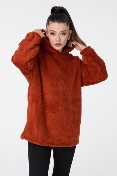 Peluş Sweat Kiremit - 13049