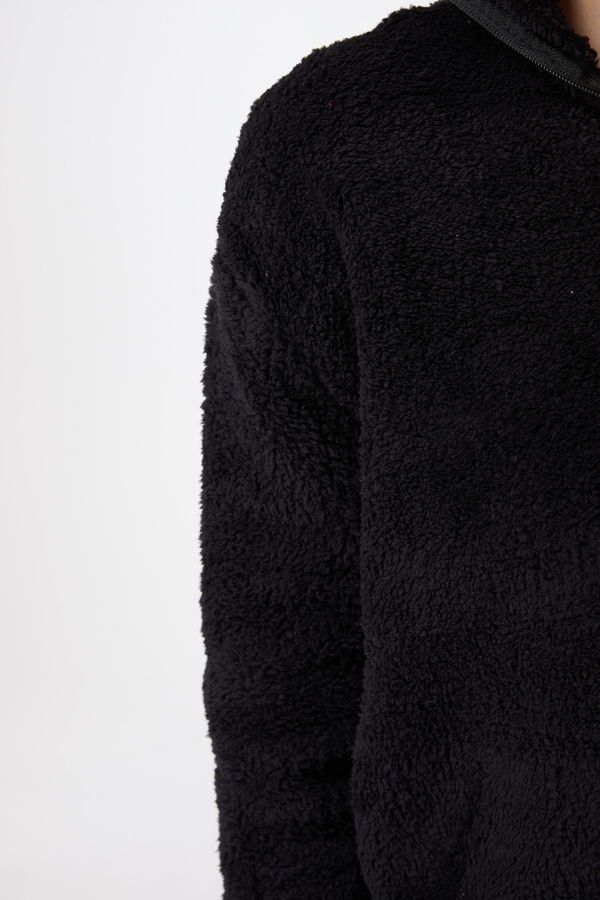 Peluş Crop Siyah - 13052