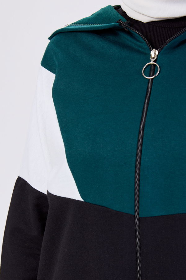 Kapşonlu Tunik Pantolon Yeşil - 13107