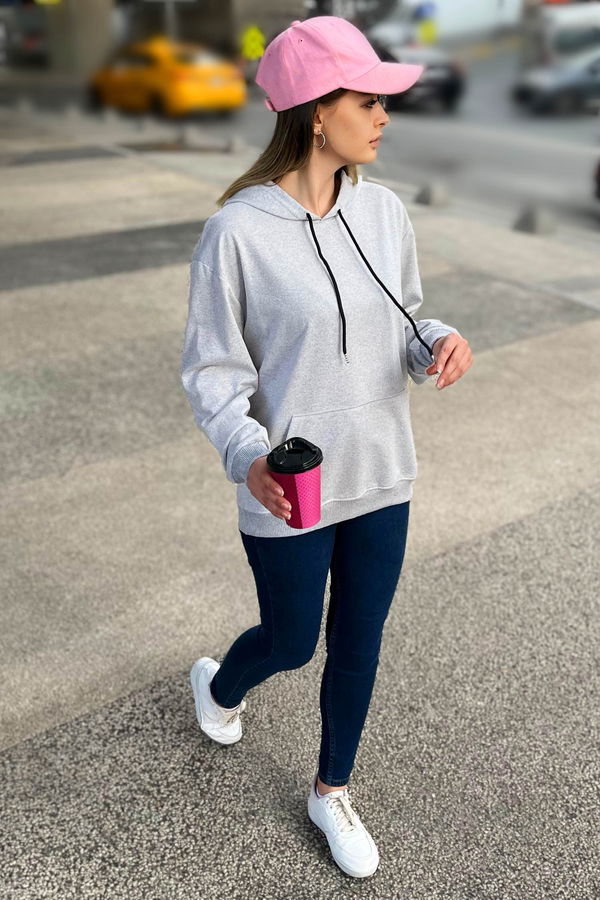 Kapüşonlu Sweat Gri - 23003