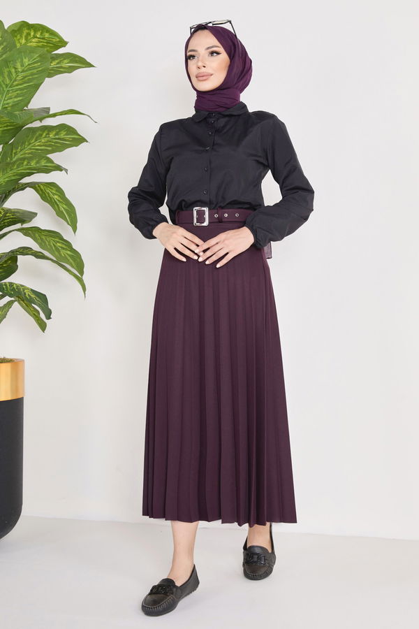 Kemerli Etek Mürdüm - 23026