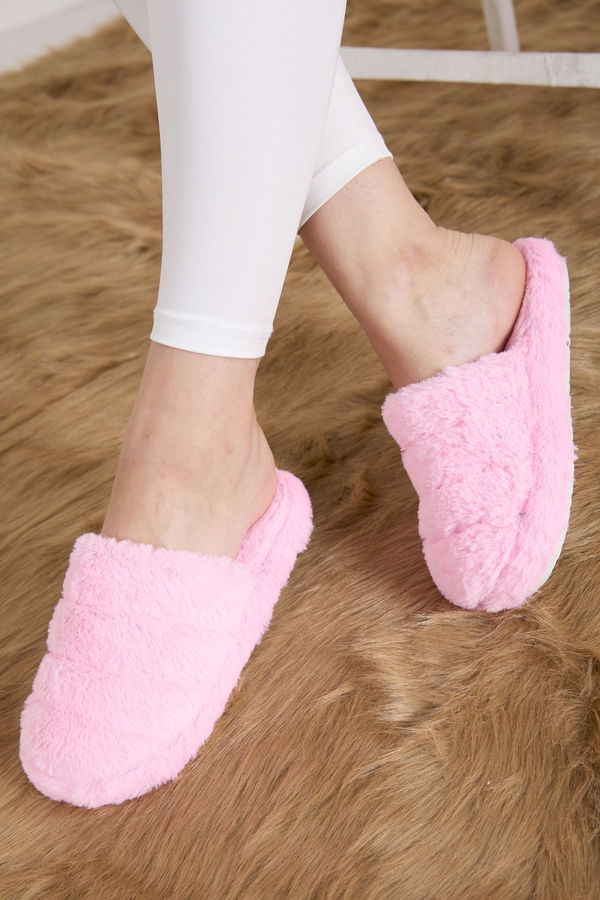 Kadın Pembe Peluş Ev Terliği - 23325
