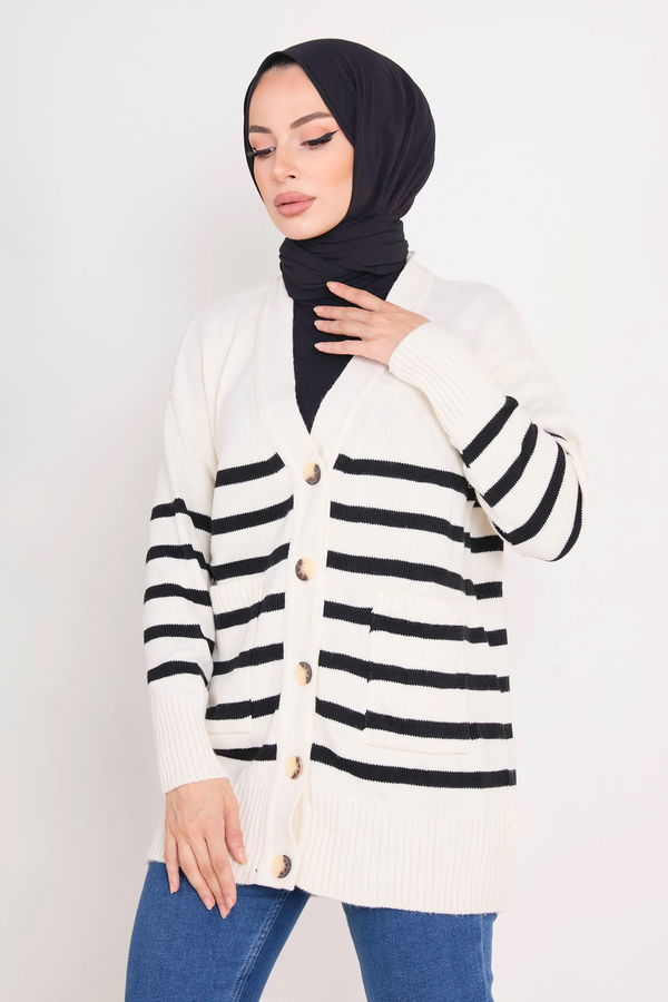 Triko Hırka Beyaz - 23376