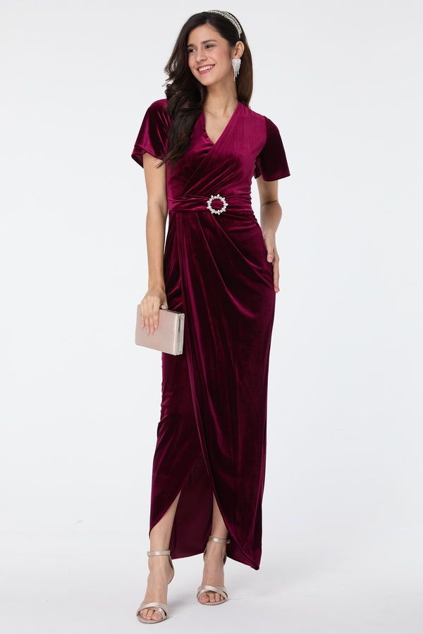 Abiye Elbise Bordo - 23558