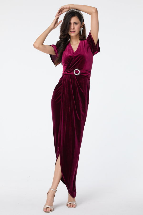 Abiye Elbise Bordo - 23558