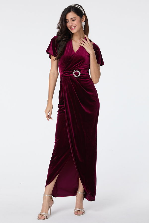 Abiye Elbise Bordo - 23558