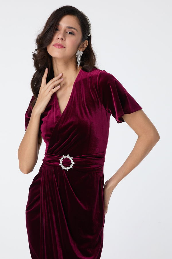 Abiye Elbise Bordo - 23558