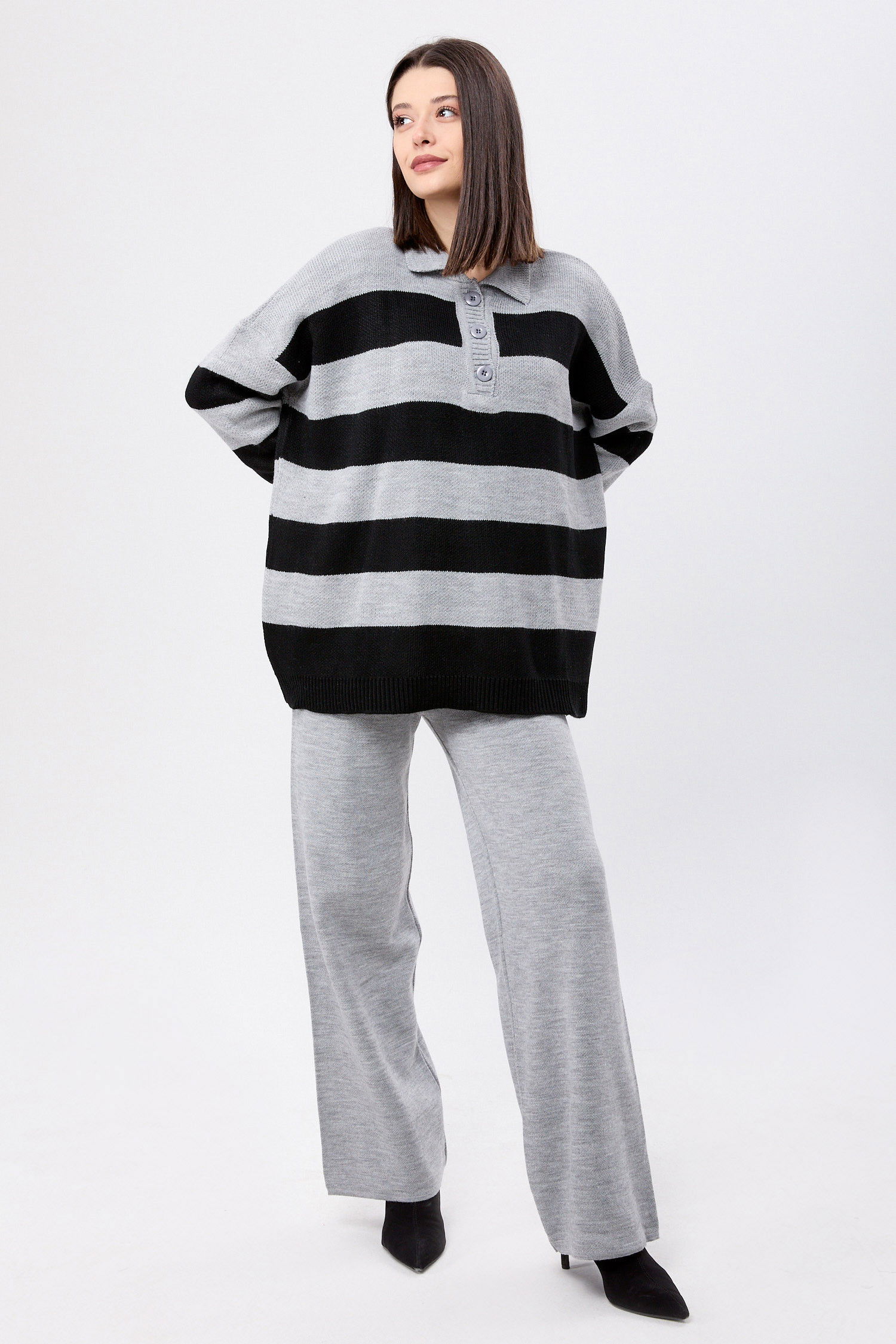 Triko Tunik Pantolon Gri - 23895 GRİ